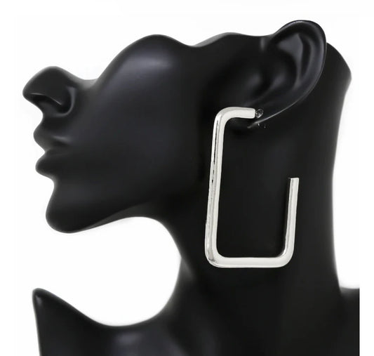 SQUARE BIZ HOOP EARRINGS