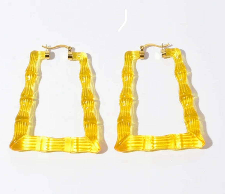 (CRYSTAL CLEAR BAMBOO HOOPS (SQUARE)