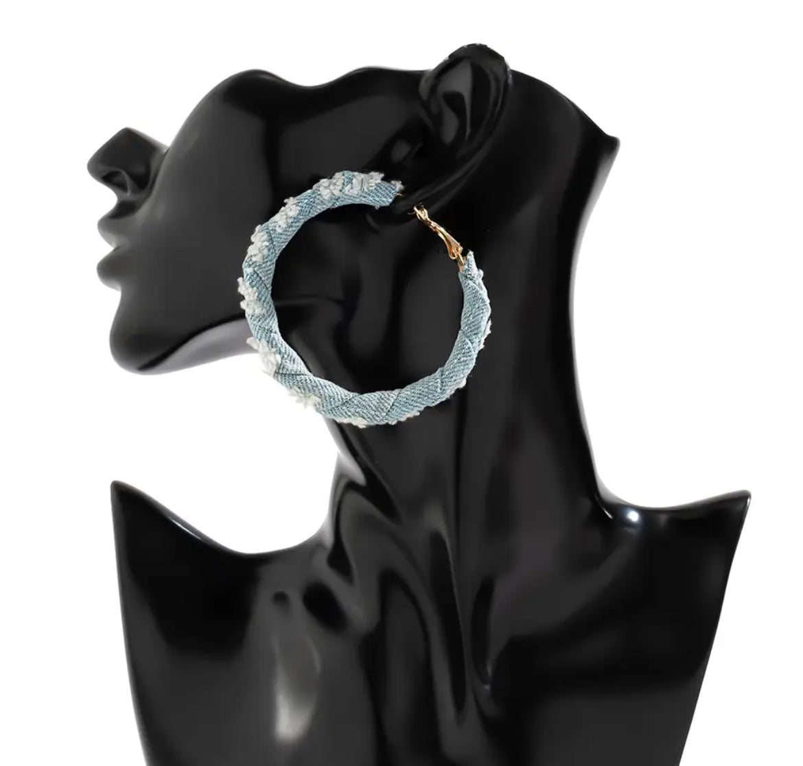 DENIM HOOP EARRINGS