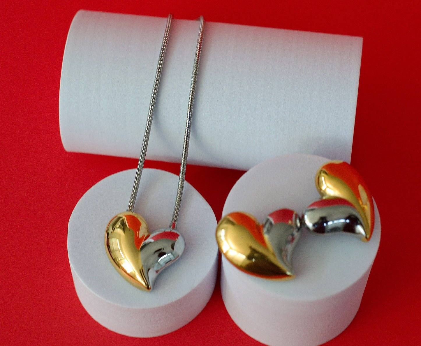 LOVE STORY NECKLACE & EARRING SET (STAINLESS STEEL)