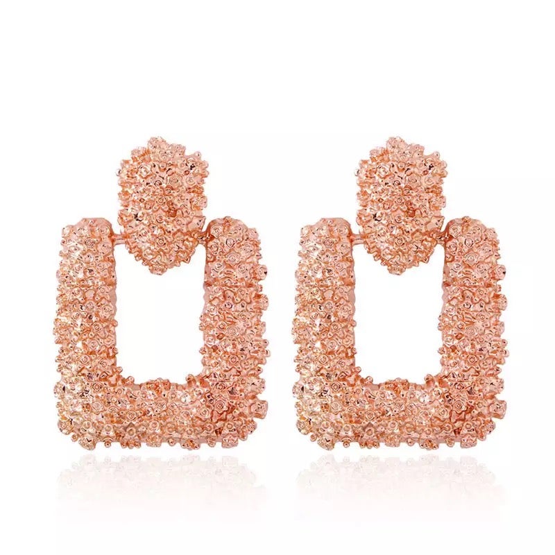 TEXTURED DOOR KNOCKER EARRINGS