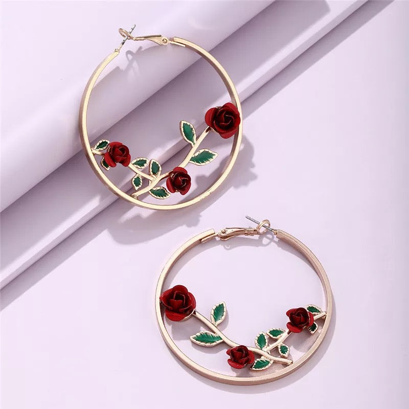 CAMELLIA HOOP EARRINGS