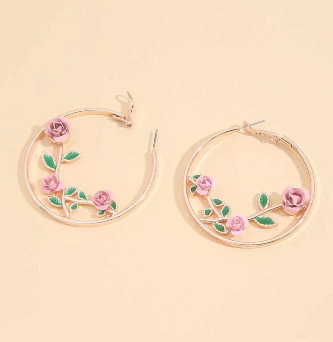 CAMELLIA HOOP EARRINGS