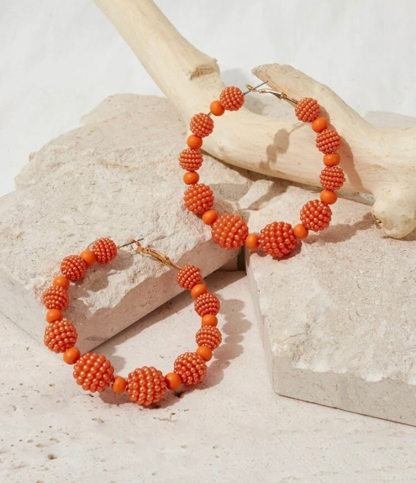 BEAD HOOP EARRINGS