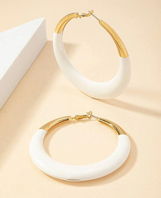 TWO TONE HOOP EARRINGS (WITH IMPERFECTIONS)