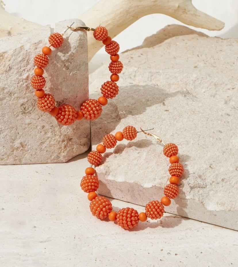 BEAD HOOP EARRINGS