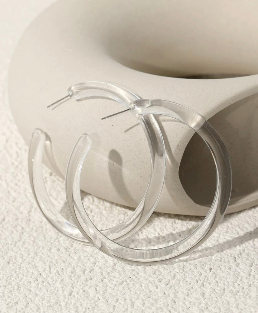 CLEAR HOOP EARRINGS