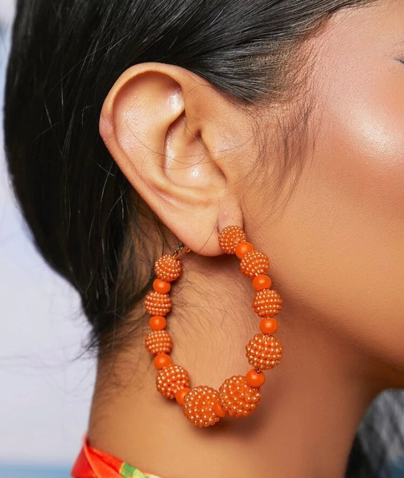 BEAD HOOP EARRINGS