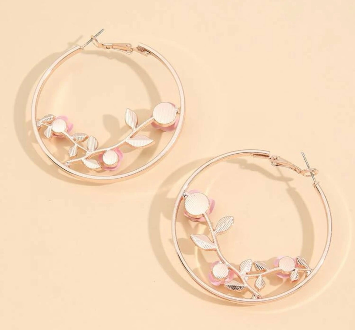 CAMELLIA HOOP EARRINGS