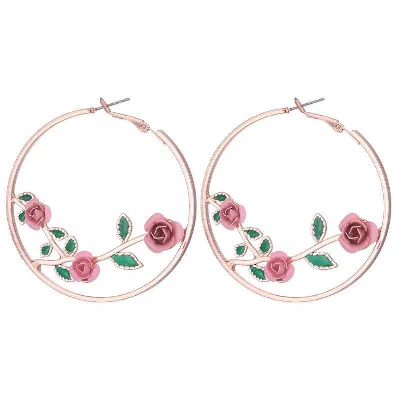 CAMELLIA HOOP EARRINGS