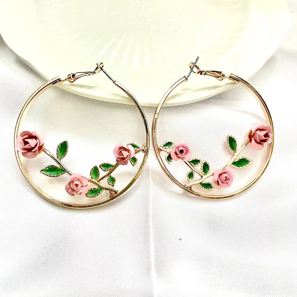 CAMELLIA HOOP EARRINGS