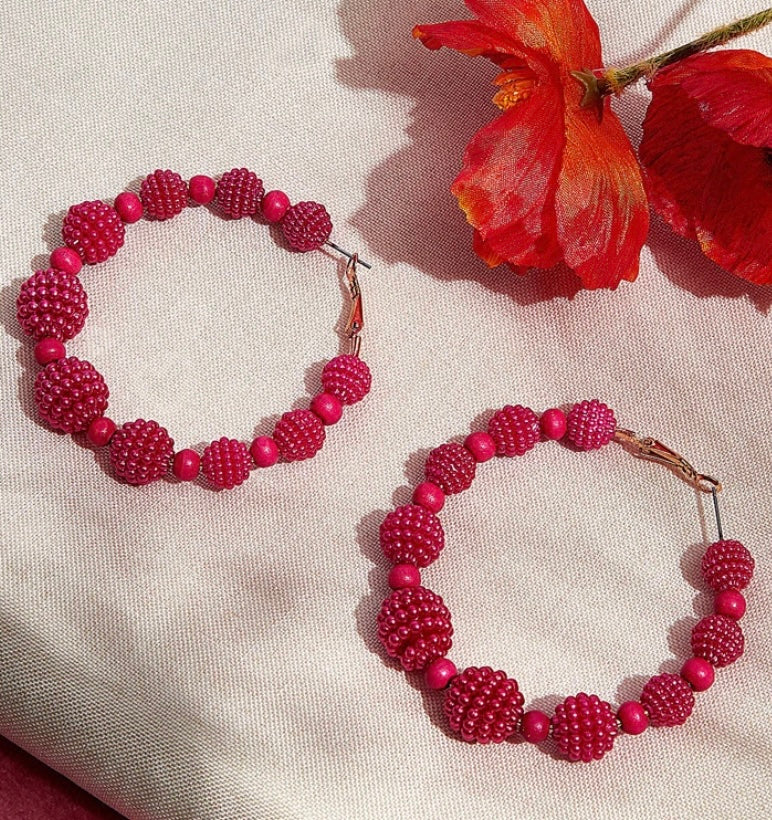 BEAD HOOP EARRINGS