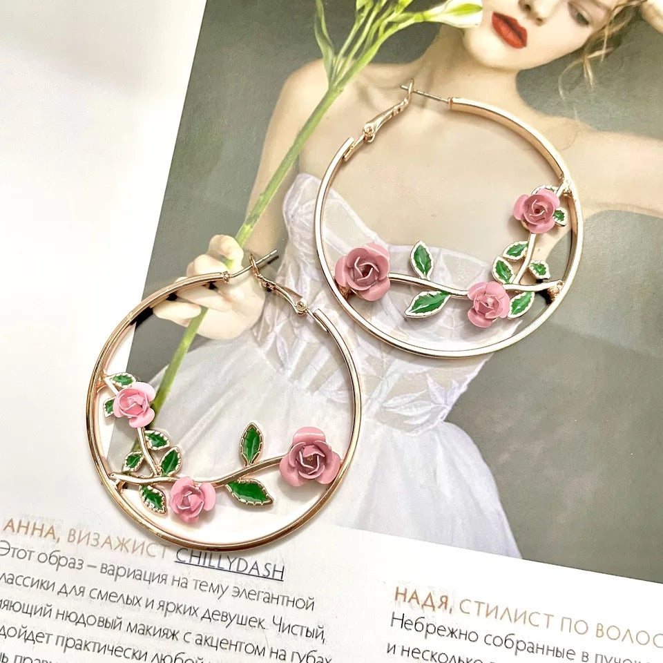 CAMELLIA HOOP EARRINGS