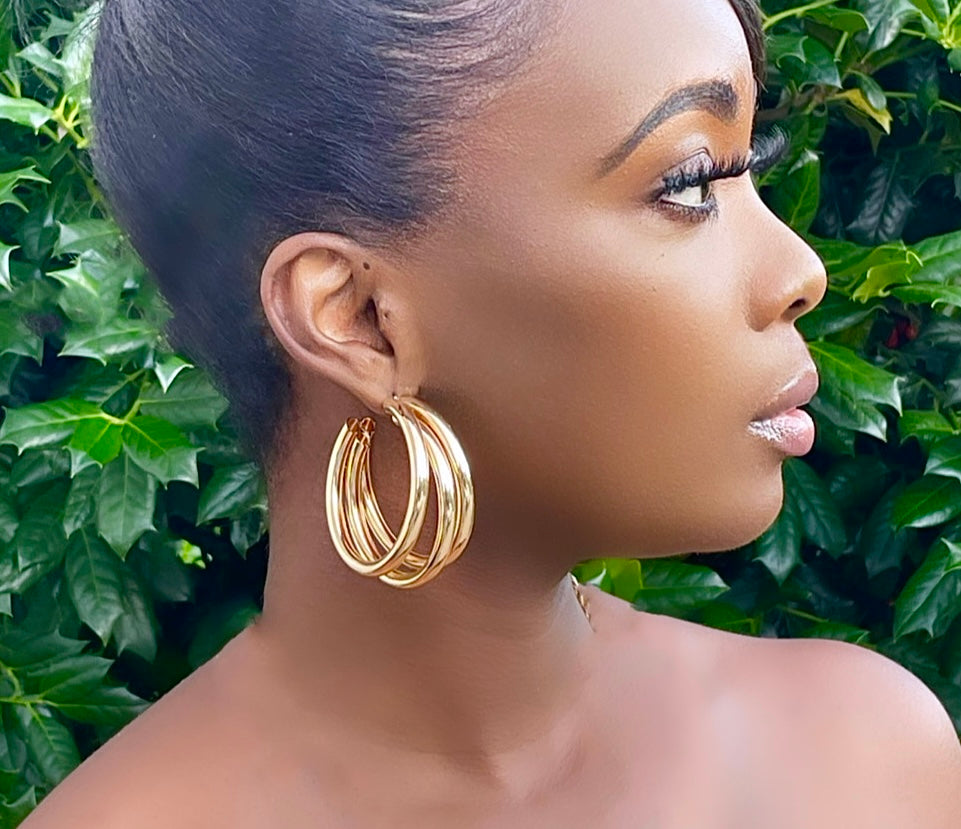 TRIFECTA HOOP EARRINGS (LARGE )