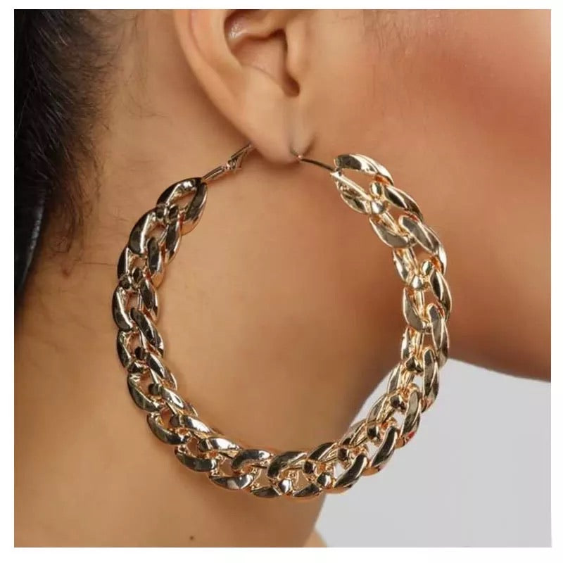 CUBAN LINK HOOP EARRINGS