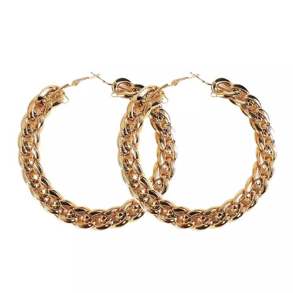 CUBAN LINK HOOP EARRINGS