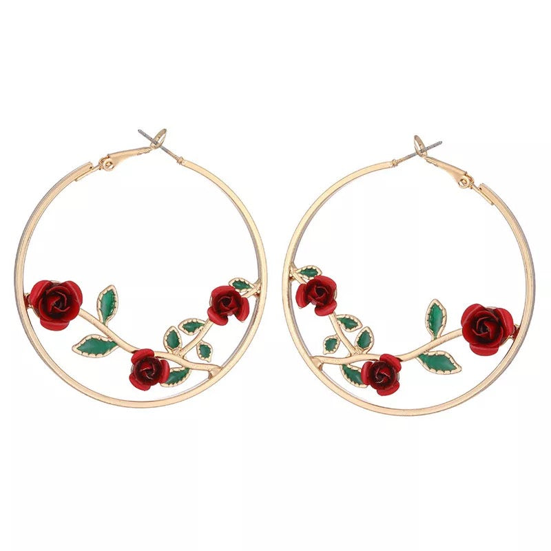 CAMELLIA HOOP EARRINGS