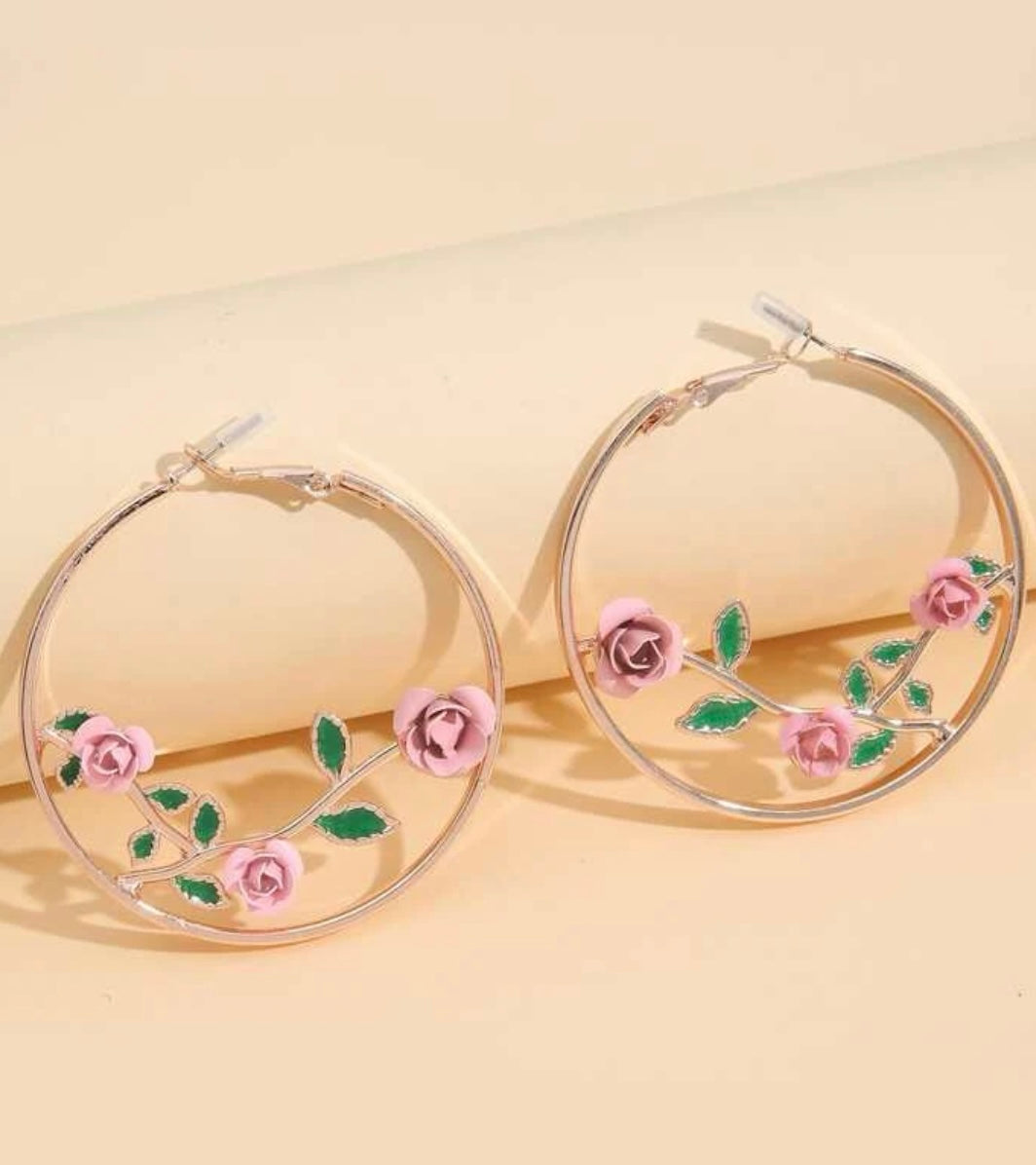 CAMELLIA HOOP EARRINGS