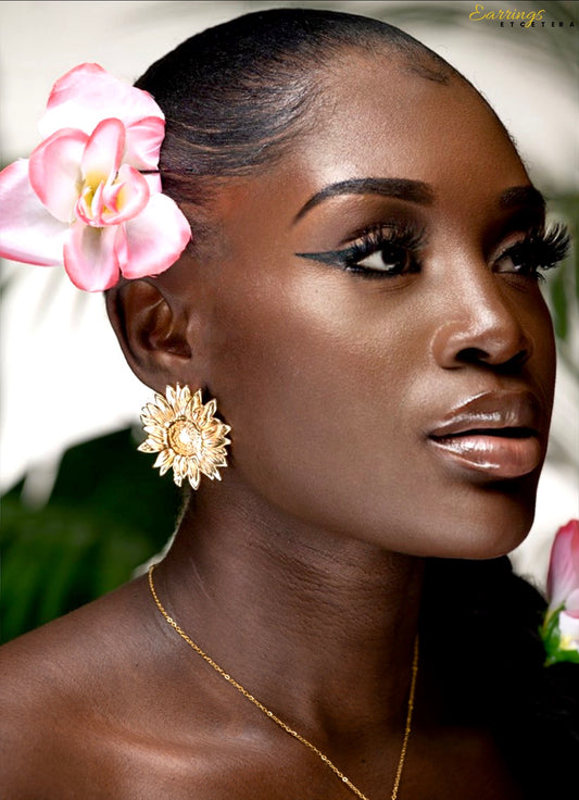SUNFLOWER OVERSIZED STUD EARRINGS
