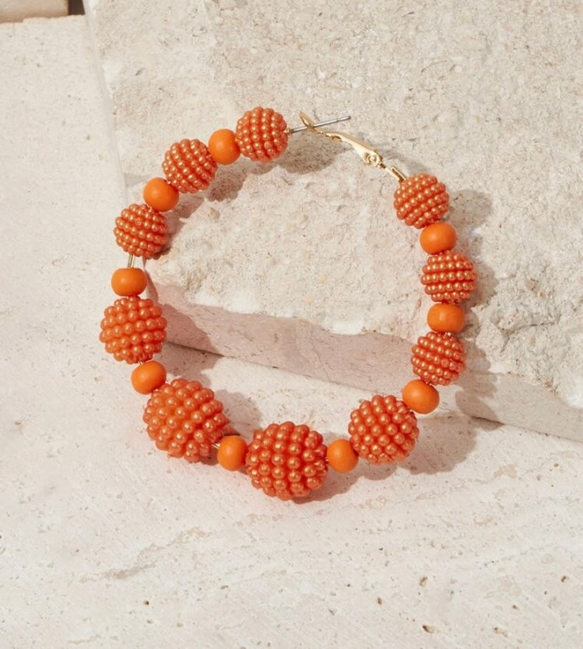 BEAD HOOP EARRINGS