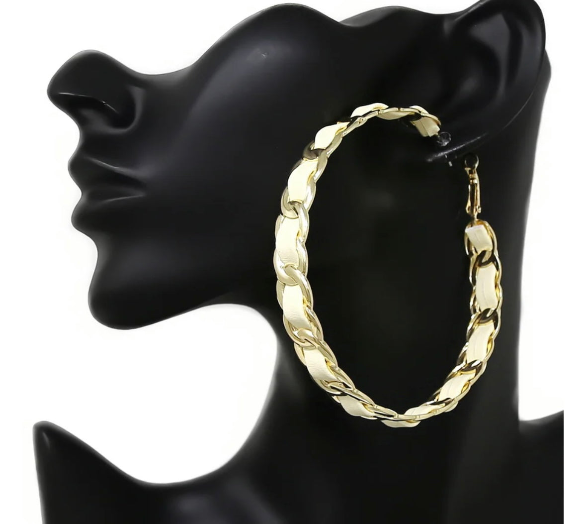 LEATHER DETAIL HOOP EARRINGS