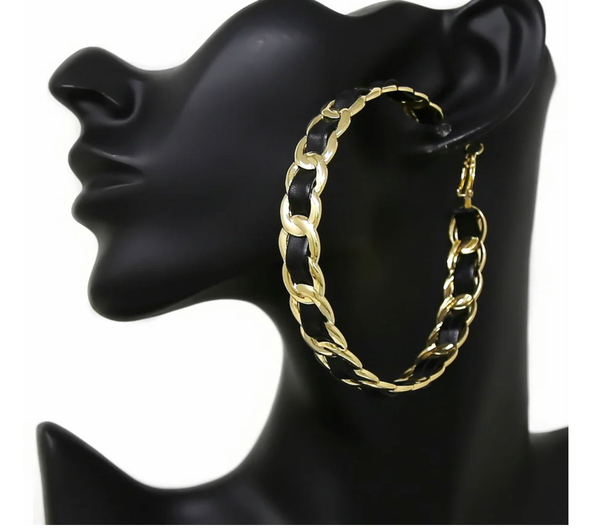LEATHER DETAIL HOOP EARRINGS