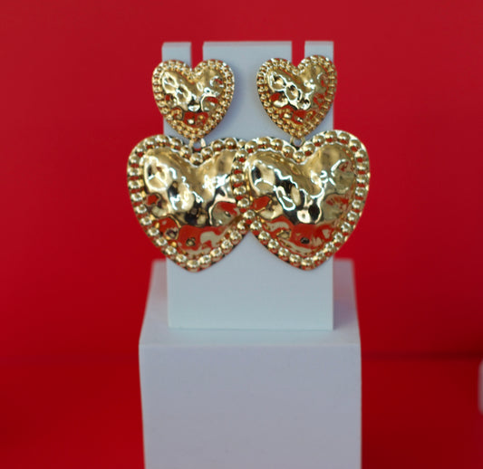 GOLDEN HEART STATEMENT EARRINGS