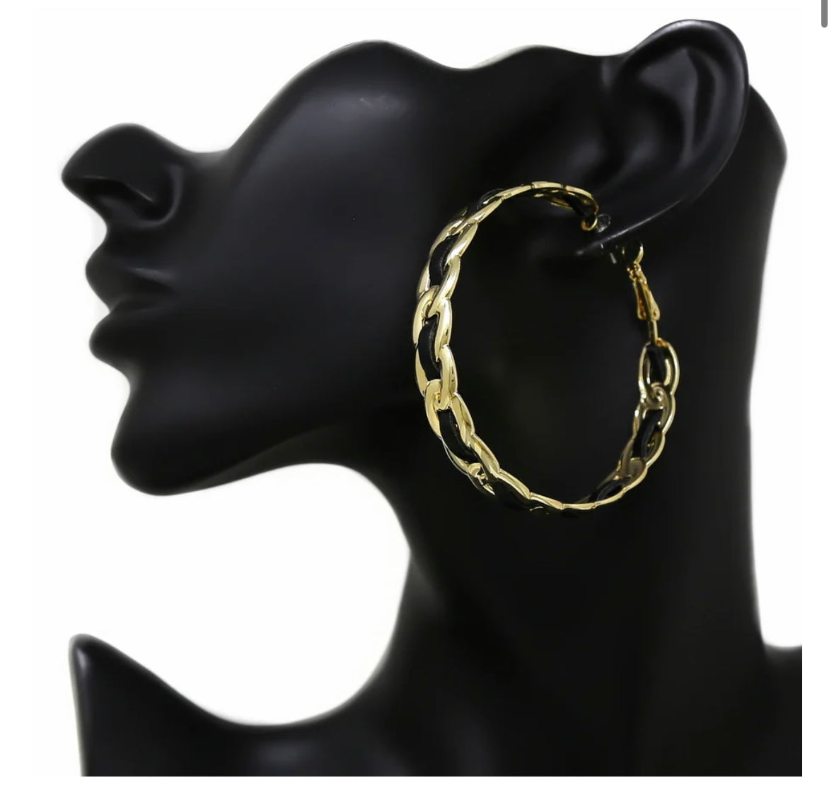 LEATHER DETAIL HOOP EARRINGS