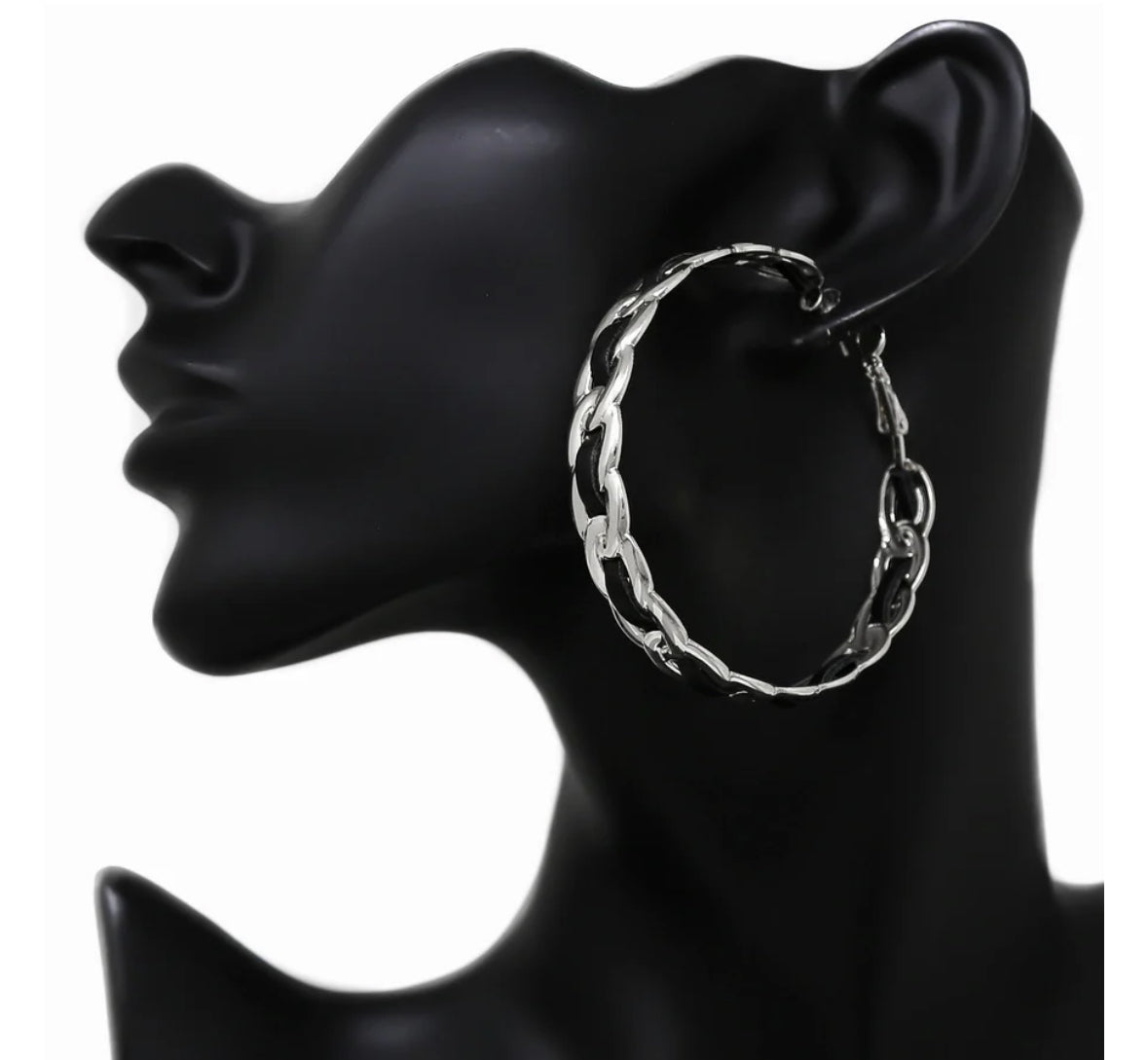 LEATHER DETAIL HOOP EARRINGS