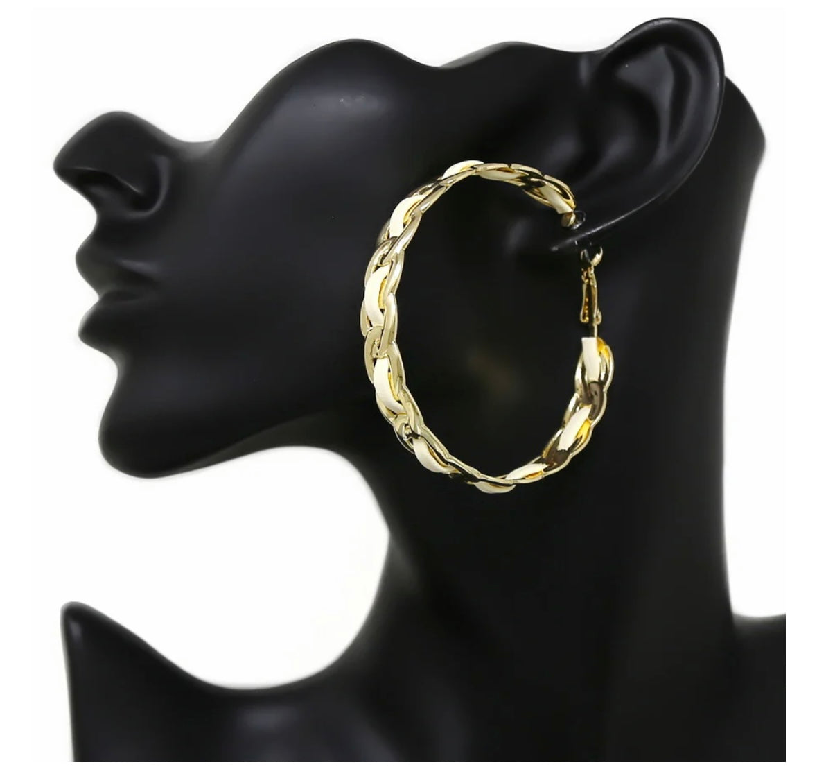 LEATHER DETAIL HOOP EARRINGS