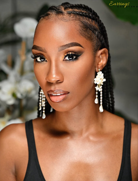 FLORAL PEARL DROP EARRINGS