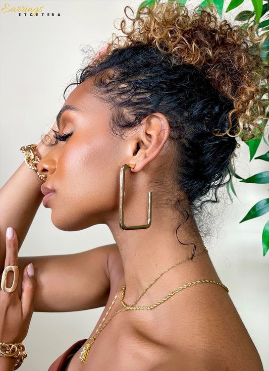 SQUARE BIZ HOOP EARRINGS