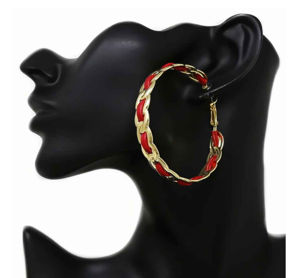 LEATHER DETAIL HOOP EARRINGS