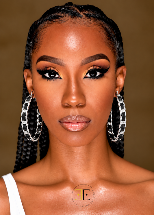 LEATHER DETAIL HOOP EARRINGS