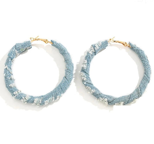 DENIM HOOP EARRINGS