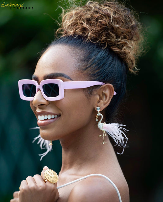 FLUFFY FLAMINGO STATEMENT EARRINGS