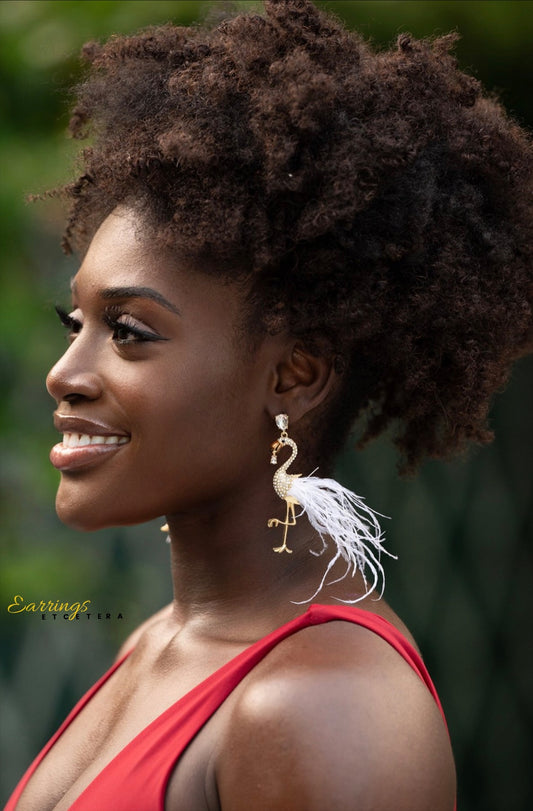 FLUFFY FLAMINGO STATEMENT EARRINGS