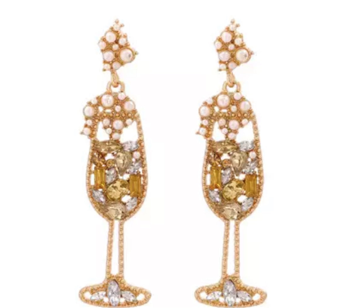 CHAMPAGNE LIFE STATEMENT EARRINGS