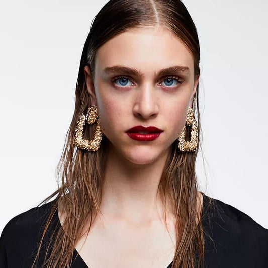 TEXTURED DOOR KNOCKER EARRINGS