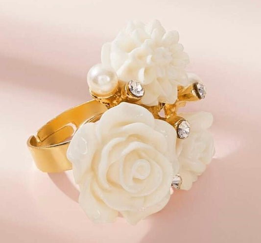 FLORAL ADJUSTABLE RING