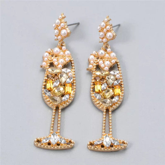 CHAMPAGNE LIFE STATEMENT EARRINGS